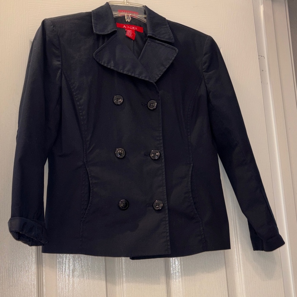A-Line Blue Double-Breasted Jacket